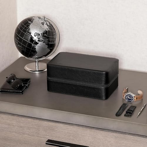 8 Watch Travel Case Storage Organizer for 8 Watches (Black/Red)
