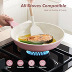 9.5In Nonstick Ceramic Frying Pan with Lid (Sakura Pink / 9.5 Inch)