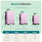 Boren Expandable Hardside Rugged Travel Luggage with 8 Spinner Wheels (3-Piece Set, USB Port in Carry-On / Lavender)