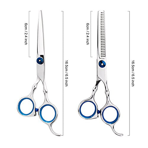 Professional Home Hair Cutting Kit Home Haircutting Scissors Barber Salon Home Thinning Shears Kit with Comb and Case for Men Women (Blue)