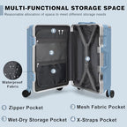 Carry On Luggage PC+ABS Aluminum Frame Zipperless Luggage Hard Shell Suitcase with TSA Lock Double Spinner Wheels 20 Inch Haze Blue (Haze Blue / 20-inch(upgraded Tsa Lock))