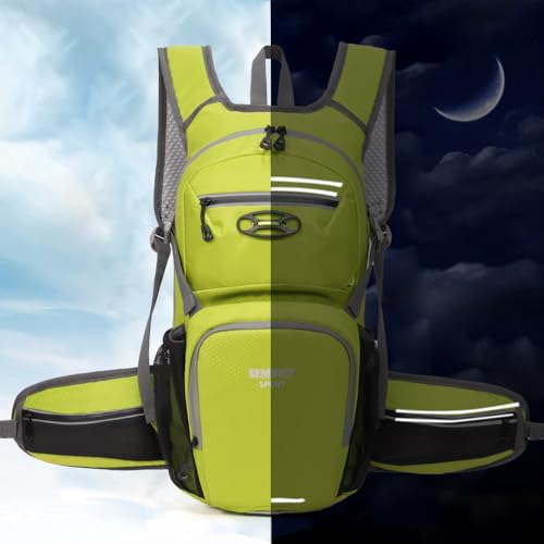 Small Hiking Daypack 15L for Running Cycling (Lime)