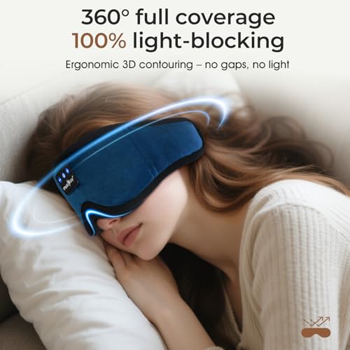 3D Sleep Headphones Bluetooth 5.4 Sleep Mask with HD Speakers (Ocean Blue)