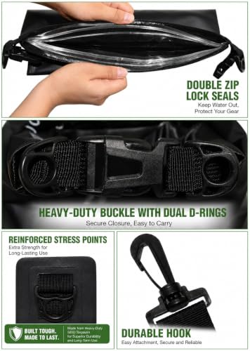 Waterproof Dry Bag with Double Zip (5L / Without Window / Black)