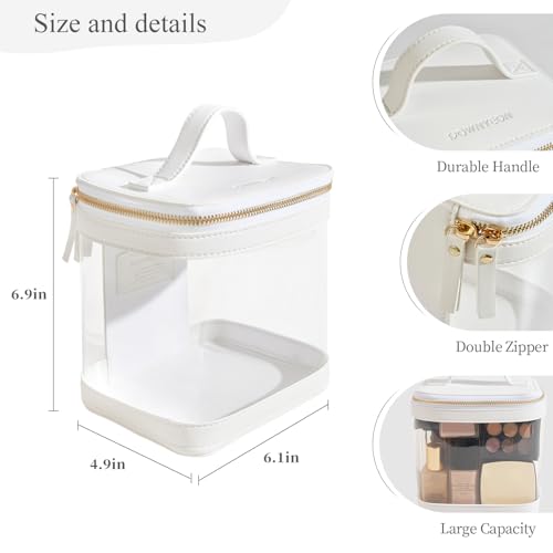 ROWNYEON Clear Makeup Bag (White with Handle)
