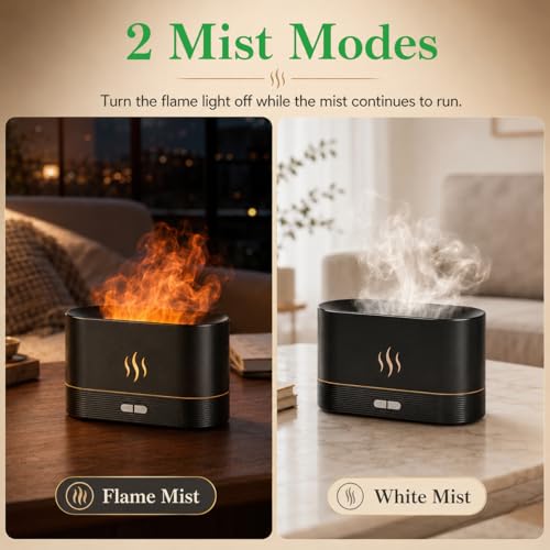 Flame Air Diffuser Humidifier (Black / 180ml)