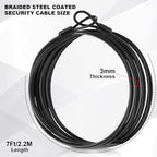 12pack Security Cable Lock (Black / 7 ft)