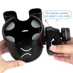Stroller Cup Holder with Phone Holder (All Black Carbon Fiber Texture)