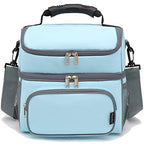 Double Layer Cooler Insulated Lunch Bag Adult Lunch Box Large Tote Bag for Men (Light Sky Blue)