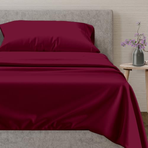 100% Egyptian Cotton Sheets Twin Size Bed Set (Twin / 09 - Burgundy)
