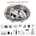 Beach Bag Waterproof Sandproof Large Capacity Foldable for Women (Brown Stripe / 35L)