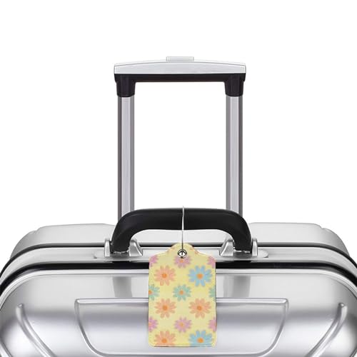 Flowers Leather Luggage Tag with Stainless Steel Ring (1 PCS / Flowers2)