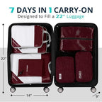 7 Set Compression Packing Cubes for Travel (Wine / 7 pcs)