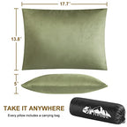 Memory Foam Travel Pillow (M-17.7 Inch x 13.8 Inch / Green)