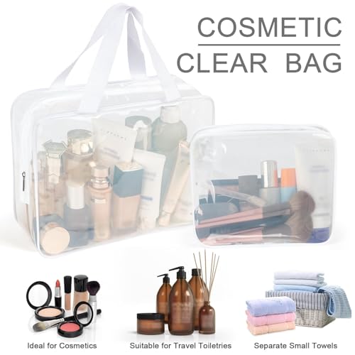 Clear Makeup Bags (Bright White-6PCS (Large+Medium+Small))