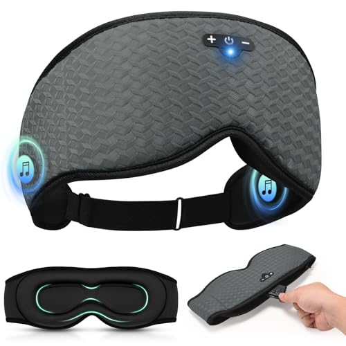 3D Contoured Sleep Mask with Bluetooth Headphones (Gray)