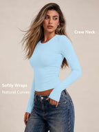 Womens Long Sleeve Shirts Basic Compression Tops Baby Blue S (Small / Baby Blue)
