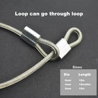 10 Pcs 2mm Wire 12 inch Vinyl Coated Stainless Steel Cable with Loops Short Wire Rope Lanyard Lock Security Chain Link for Outdoor Gates (2mm(T) X 12 in(L) 10PCS / Clear)