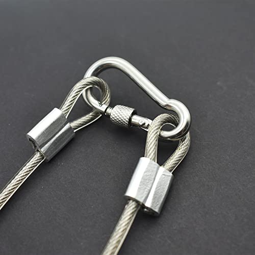 10 Pcs 5mm Wire 12 inch Vinyl Coated Stainless Steel Cable with Loops Short Wire Rope Lanyard Lock Security Chain Link for Outdoor Gates (5mm(T) x 12 in(L) 10PCS / Clear)