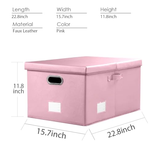 Collapsible Storage Box with Lid [1 (Pink / X-Large(1-Pack))