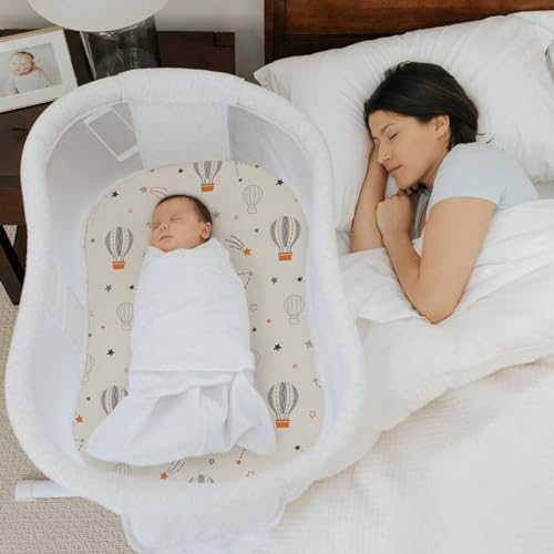 Stretch Fitted Bassinet Sheet Set BROLEX 2 Pack Cradle Sheets for Bassinet Pad (Starsmoon Balloon / 32x16 Inch)