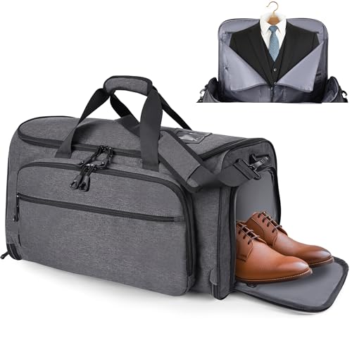 2 in 1 Garment Duffle Bags for Travel Mens Carry (Waterproof Compartment)