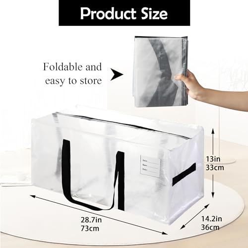 8 Pack Heavy Duty Extra Large Moving Bags with Black Handles (Clearblack-8)