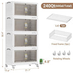 240Qt Stackable Storage Bins with Lid (White / 60QT-4Pack)