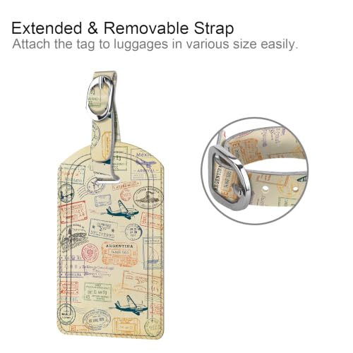 2 Pack Luggage Tags Leather Name ID Labels with Privacy Cover (Postmark)