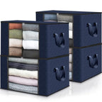 4 Pack Storage Bags for Clothes Blanket Storage Bins with Lids (4 Pack-60l / Blue)