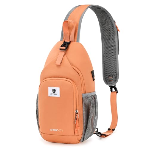 Sling Bag RFID Crossbody Sling Backpack Cross Body Shoulder Bag Travel Hiking Daypack for Women Men (Orange)