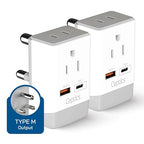 South Africa Travel 2 Pack Plug Adapter QC 3.0 & PD (white gray)