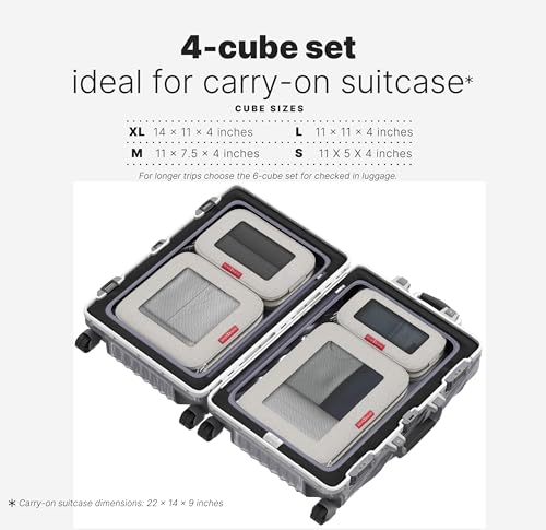 Premium Compression Packing Cubes for Travel (Sand / 4 pack)