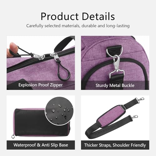 Gym Bag for Women & Men (Textured Purple / Large - 23 x 12 x 12″)