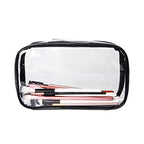 Portable Zippered Transparent Vinyl Travel Cosmetic Bag Clear PVC Makeup Kits Organizer Utility Pouch See Through Plastic TSA Approved Toiletry Carry Pouch (Clear)