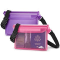 2 Pack Waterproof Fanny Pack Pouch Dry Bag for Phone Passport Purse (Pink & Purple)