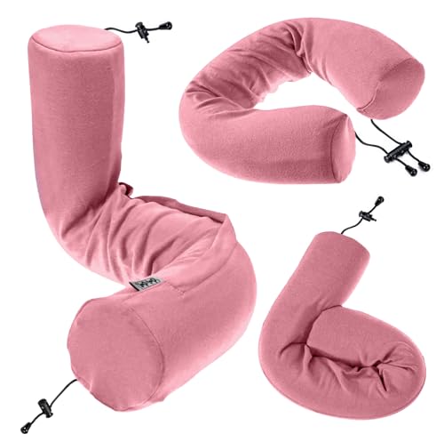 Twist Memory Foam Travel Pillow for Airplanes (Pink / Adjust (26" w/ cord))