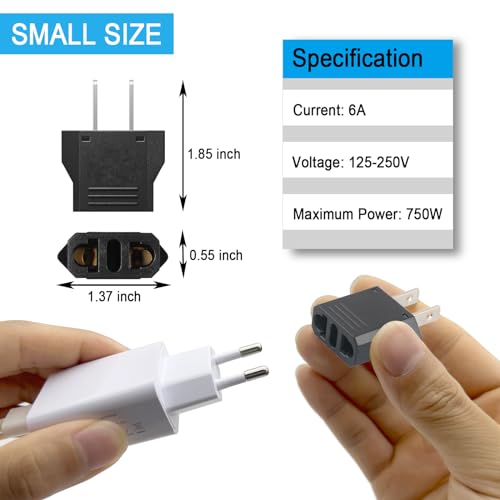 European to US Plug Adapter (Black)