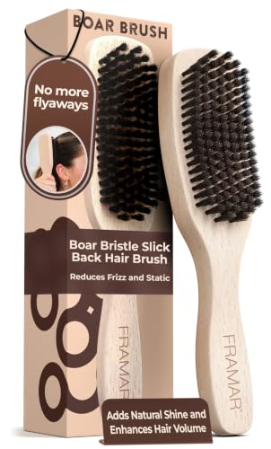 Slick Back Hair Brush Boar Bristles (Beechwood)