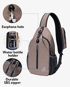 Crossbody Sling Backpack Sling Bag Travel Hiking Chest Bags Daypack (Khaki / Small)