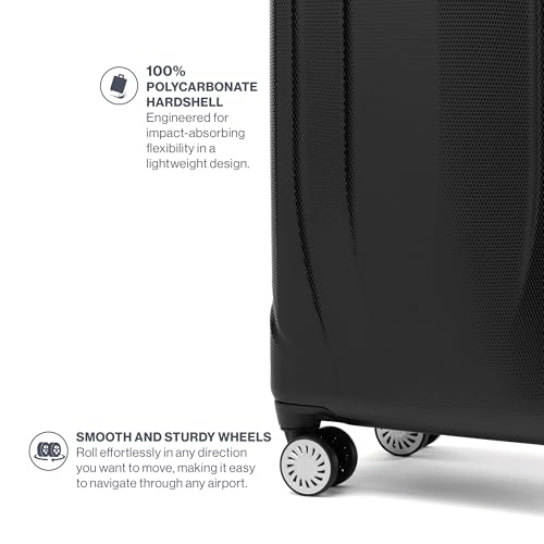 Pathways 3 Hardside Checked Luggage Suitcase (Checked Medium 25 Inch / Black Knight)