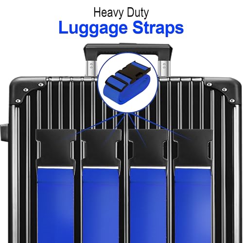 Luggage Straps for Suitcases TSA Approved Travel Essentials 8 Pack (Blue)