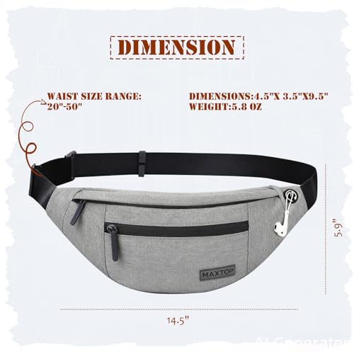 Crossbody Bags for Women Men Travel Essentials Fanny Pack Belt Bag (Grey / Large)