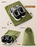 4 Pcs Shoe Bags for Travel (Sage Green / 17.3"x12.6")