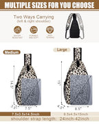 Crossbody Bags for Women Men Trendy Sling Bag Backpack Chest Bag (Medium / Leopard)
