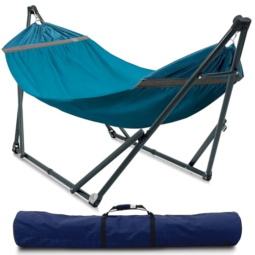 Heavy Duty Couple Hammock with Steel Stand (Blue)