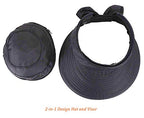 Sun Hats for Women with UV Protection Wide Brim Sun Hat Visor Summer Beach Outdoor Foldable Womens Cap (One Size-Medium / Black)
