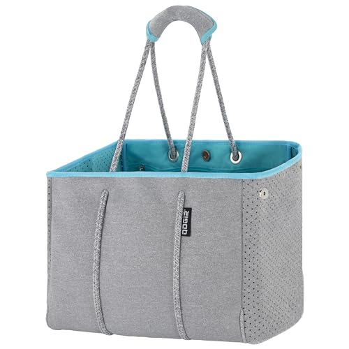 Neoprene Multipurpose Beach Bag Tote with Inner Zipper Pocket (Silver Gray / X-Large)