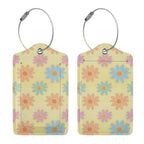 Flowers Leather Luggage Tag with Stainless Steel Ring (1 PCS / Flowers2)