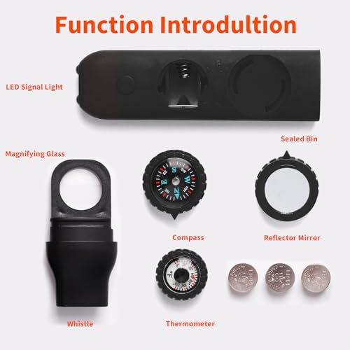 Multifunctional Survival Emergency Whistle for Kids with Compass Hiking Survival (obsidian black2pcs)